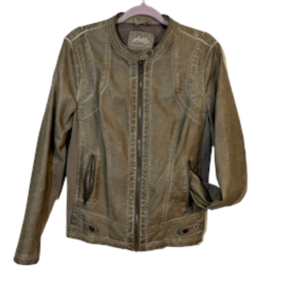 Shelby Retro Leather Jacket L Brown Moto Structured Neutral Western‎ Biker 80s